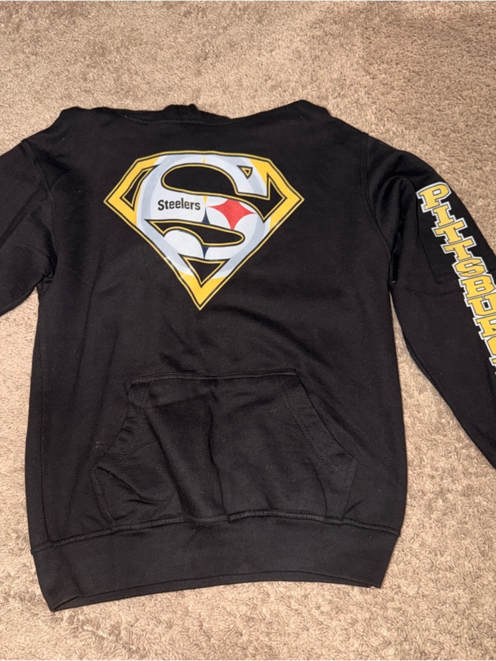 Pittsburgh Steelers Superman Shield Black Pullover Hoodie